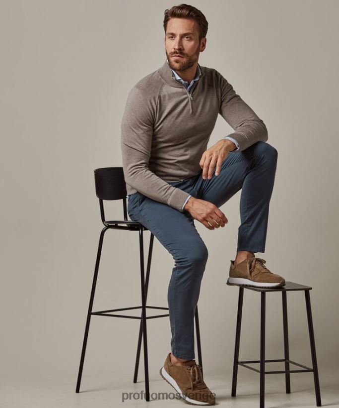 Kläder se Profuomo män sportcord chino mellanblå N8XR4328