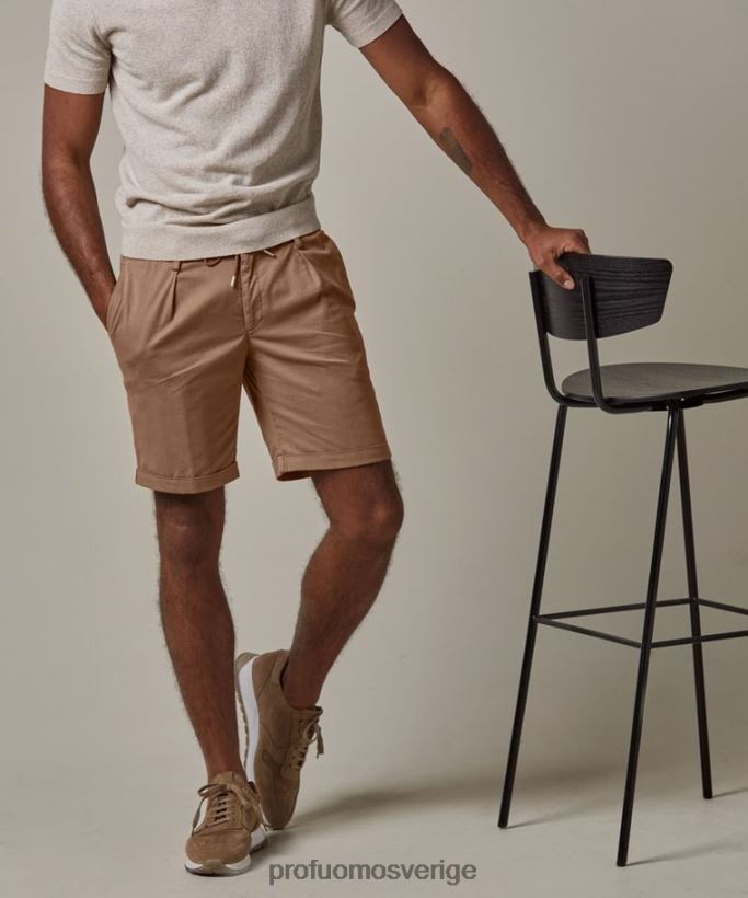 Kläder se Profuomo män sportcord shorts kamel N8XR4360