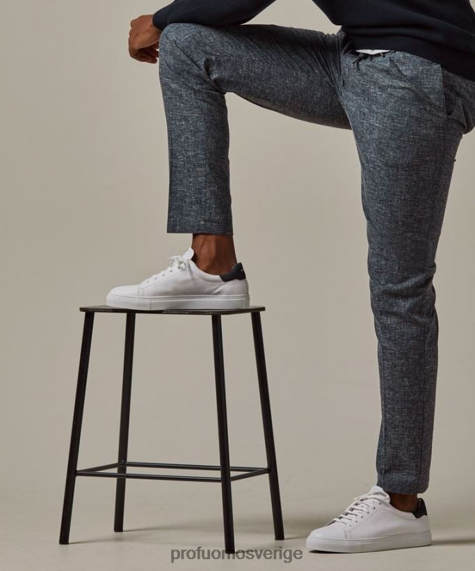 Kläder se Profuomo män sportkord i linneblandning Marin N8XR4338