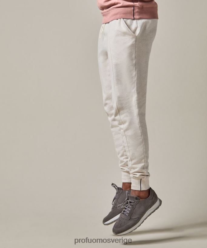 Kläder se Profuomo män träningsbyxa i bomull beige N8XR4352