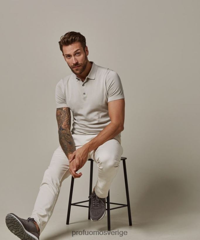 Kläder se Profuomo män cool bomullspiké beige N8XR4193