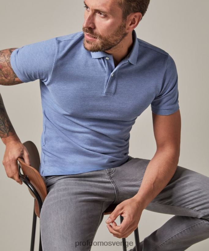Kläder se Profuomo män denim melange piké polo blå N8XR4197