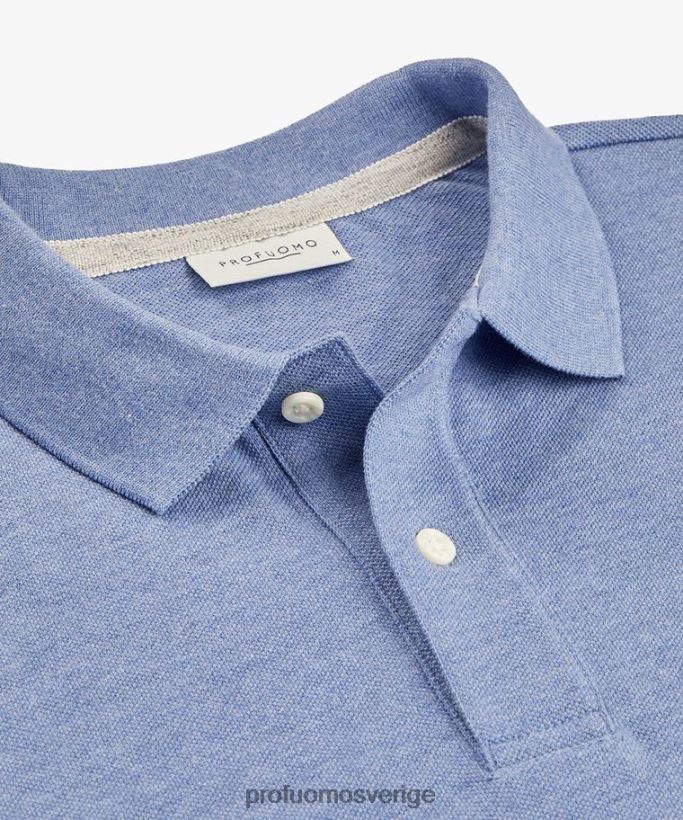 Kläder se Profuomo män denim melange piké polo blå N8XR4197