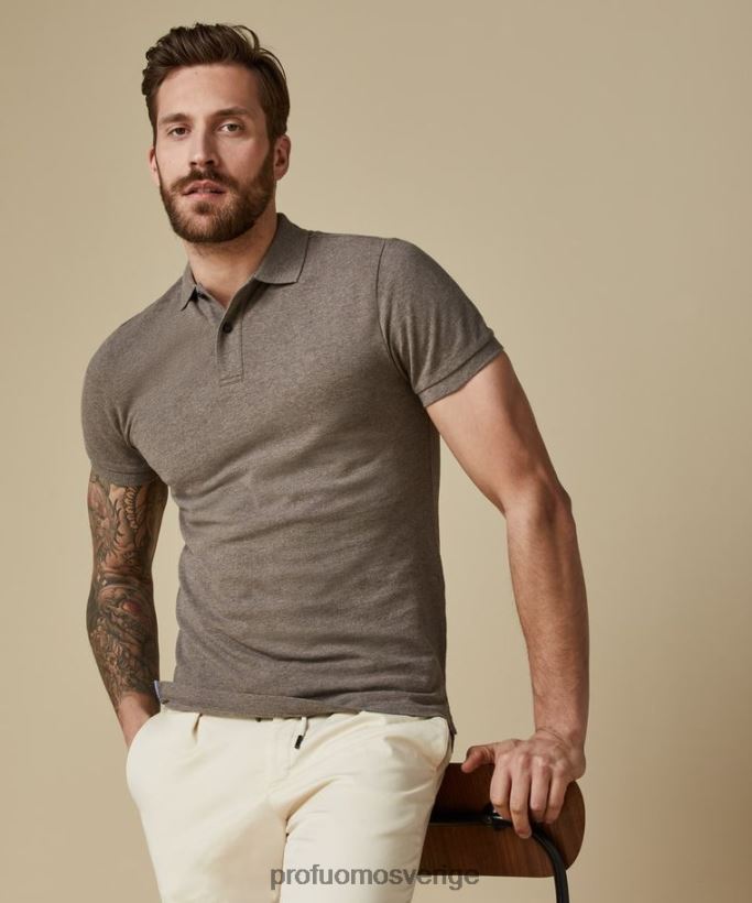 Kläder se Profuomo män melange piképolo brun N8XR4184