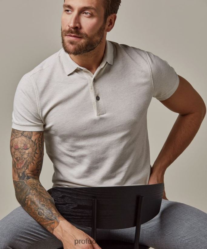 Kläder se Profuomo män stretch polo beige N8XR4201