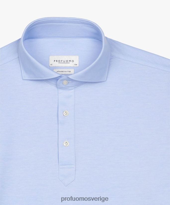 Kläder se Profuomo män japansk stickad pikétröja blå N8XR455