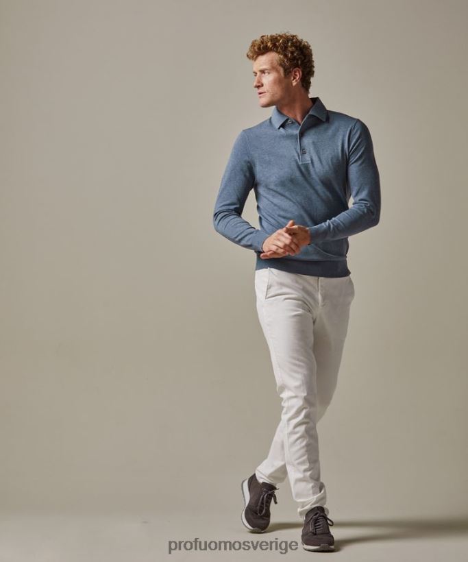 Kläder se Profuomo män lyxig polo i ett stycke blå N8XR4183