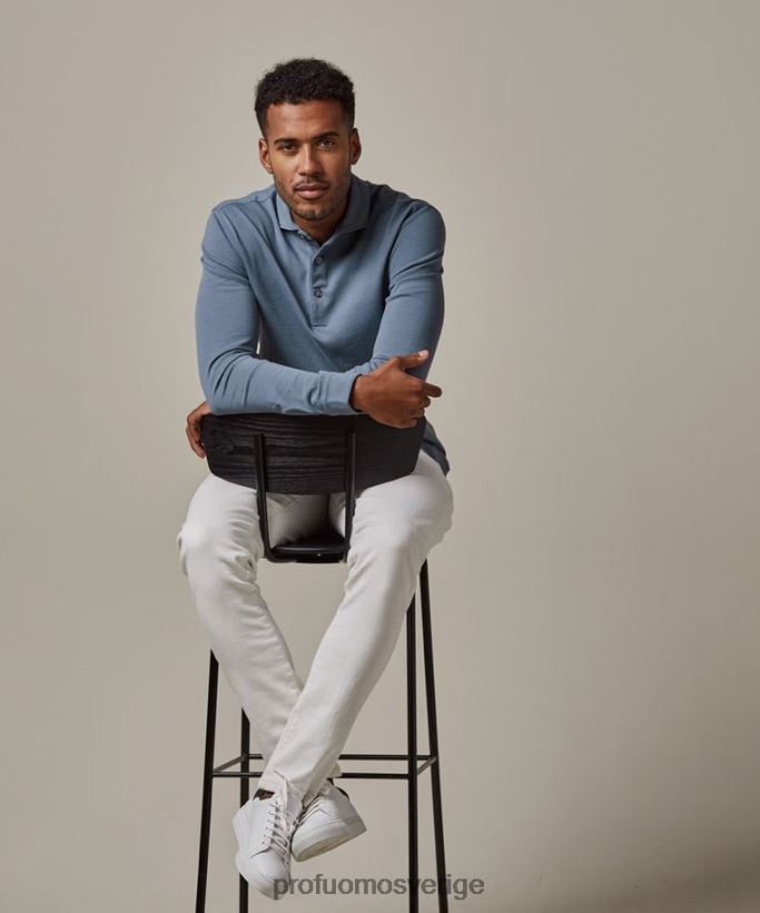 Kläder se Profuomo män polotröja i singel blå N8XR4198