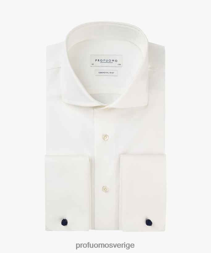 Kläder se Profuomo män bröllopsskjorta off-white N8XR4123