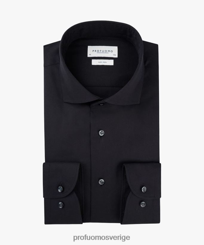 Kläder se Profuomo män fin twillskjorta svart N8XR4110