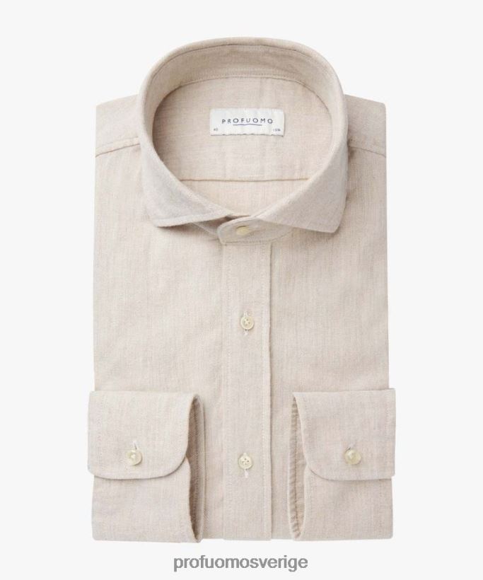 Kläder se Profuomo män flanellskjorta beige N8XR4148