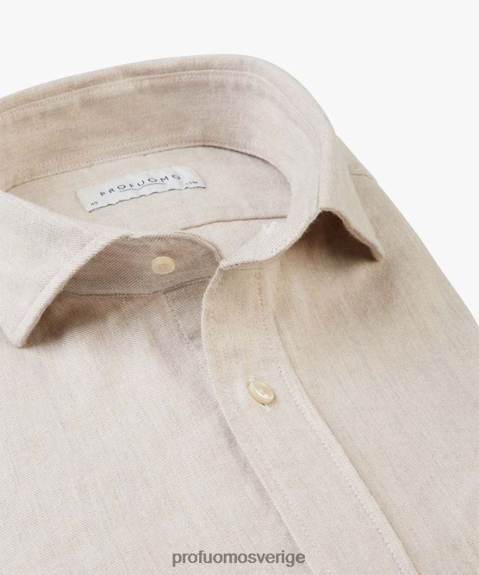 Kläder se Profuomo män flanellskjorta beige N8XR4148