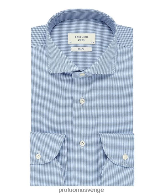 Kläder se Profuomo män pied de poule twill skjorta blå N8XR422