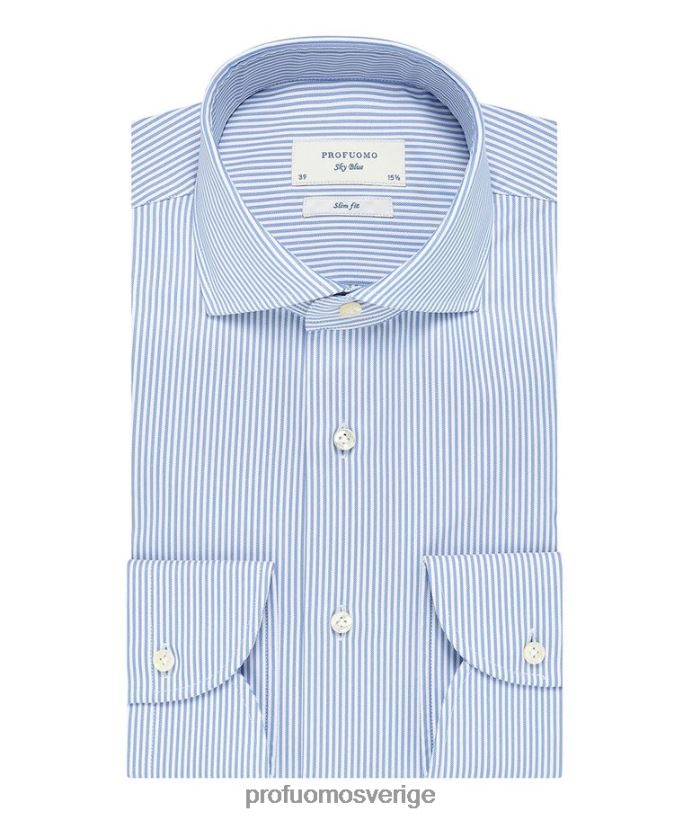 Kläder se Profuomo män randig skjorta i kunglig twill blå N8XR418