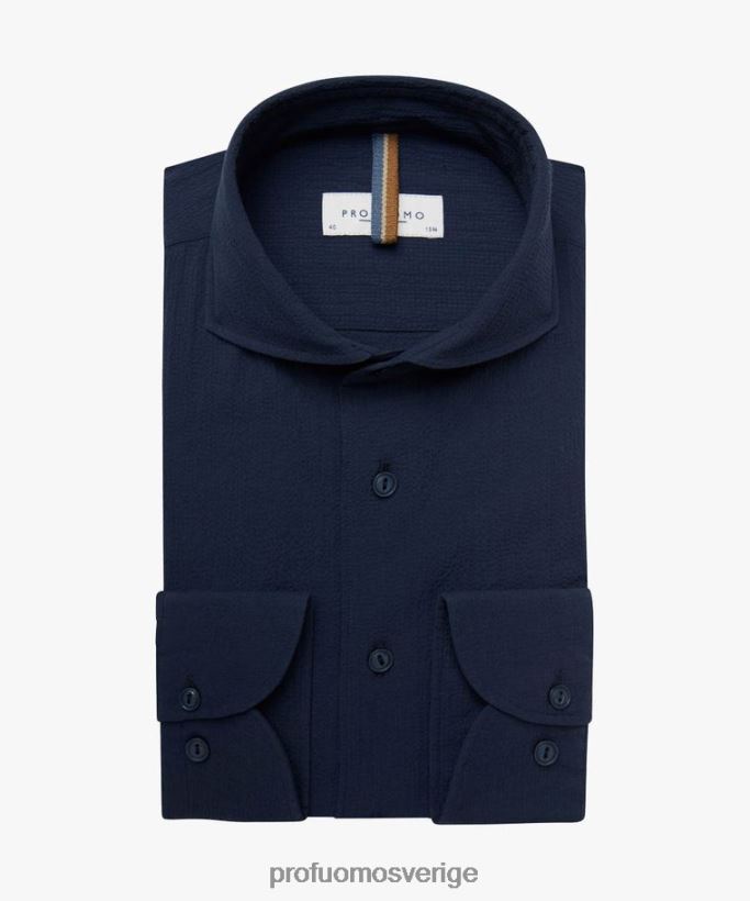 Kläder se Profuomo män seersucker skjorta Marin N8XR469