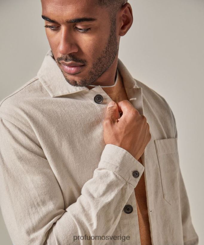 Kläder se Profuomo män skjorta i linne-bomull beige N8XR4387