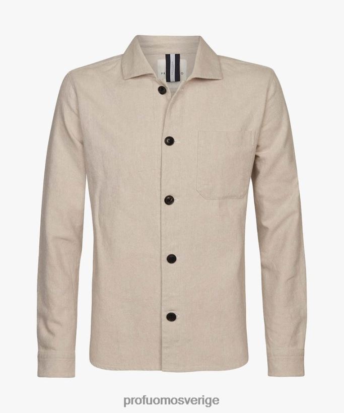 Kläder se Profuomo män skjorta i linne-bomull beige N8XR4387