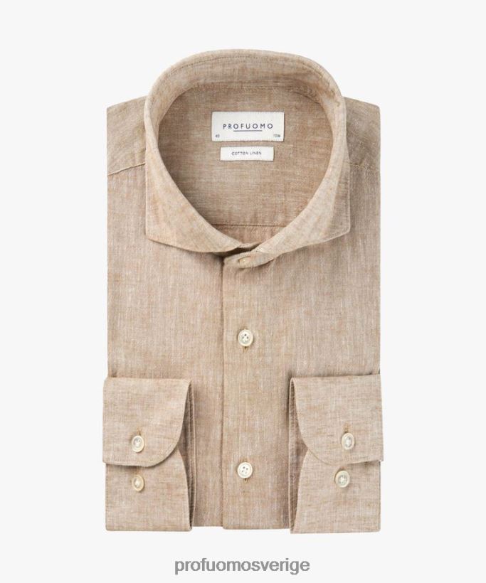 Kläder se Profuomo män skjorta i linne-bomull beige N8XR443