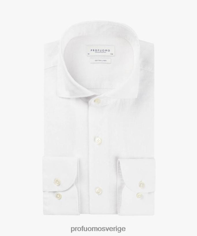 Kläder se Profuomo män skjorta i linne-bomull vit N8XR419