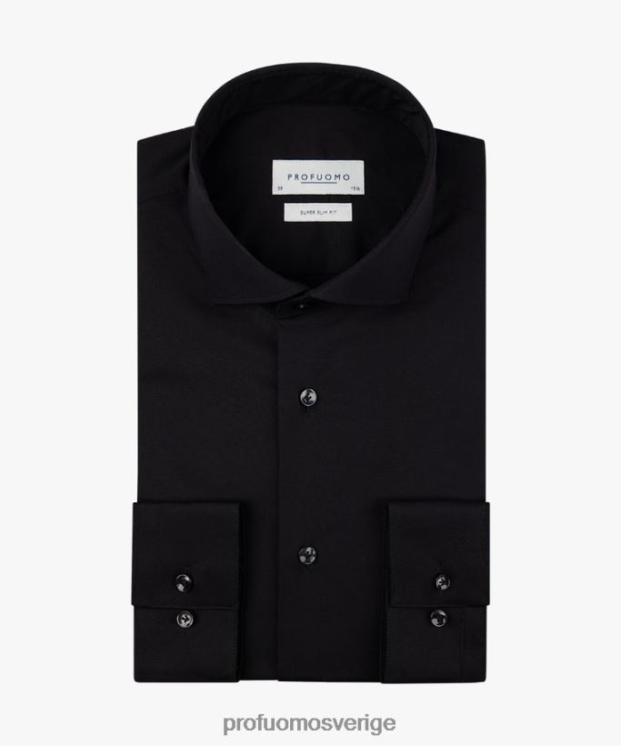 Kläder se Profuomo män super slim fit stretchskjorta svart N8XR495