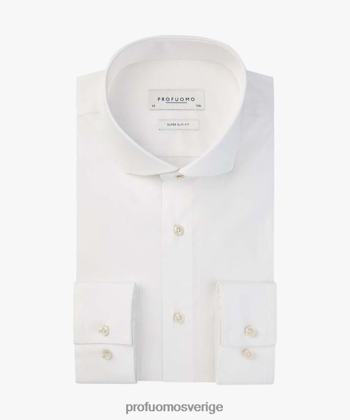 Kläder se Profuomo män super slim fit stretchskjorta vit N8XR493