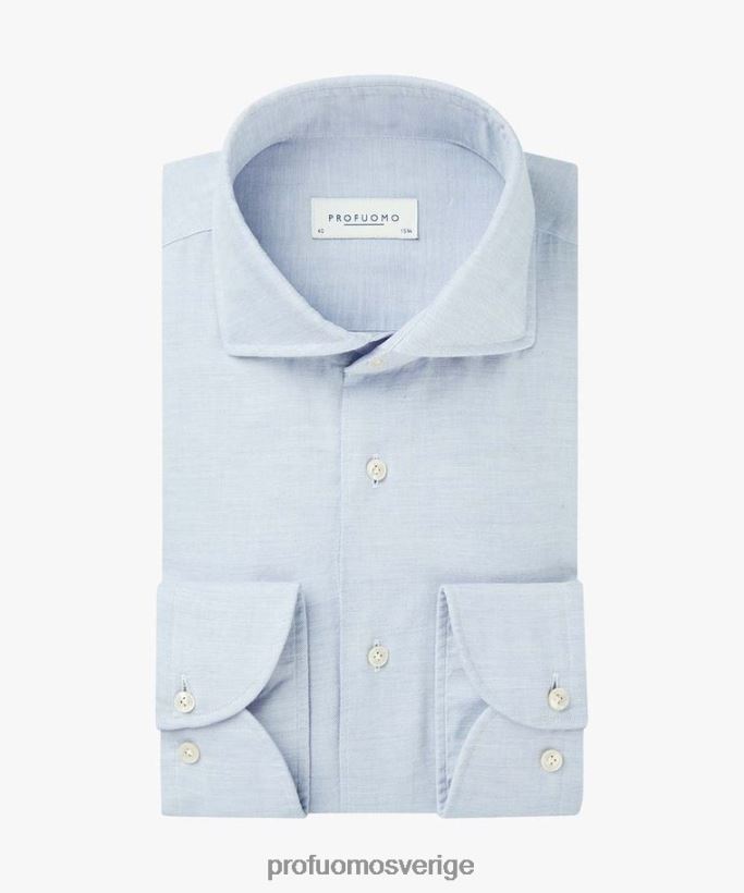 Kläder se Profuomo män twill skjorta blå N8XR4152