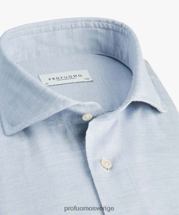 Kläder se Profuomo män twill skjorta blå N8XR4152