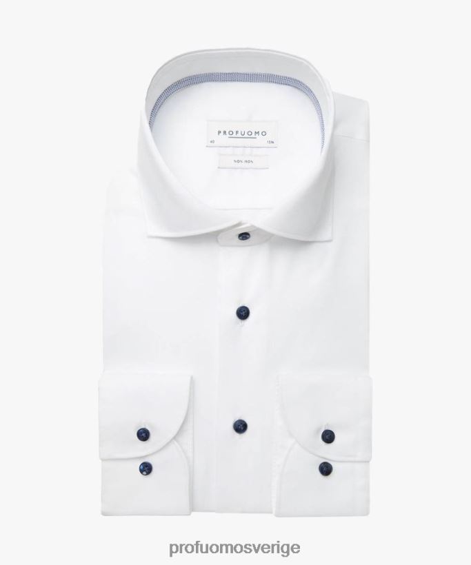 Kläder se Profuomo män twill skjorta vit N8XR449