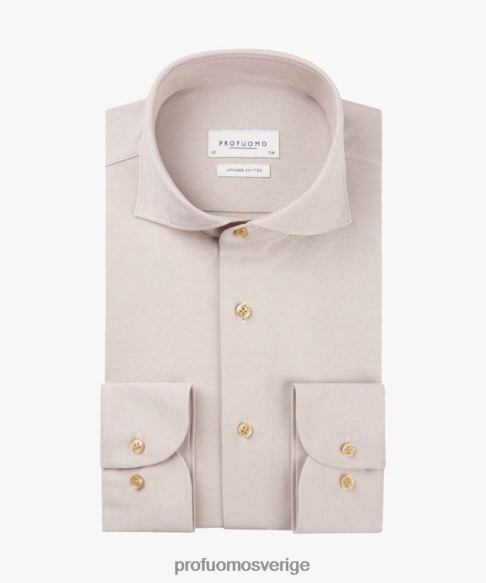 Kläder se Profuomo män japansk stickad skjorta beige N8XR49