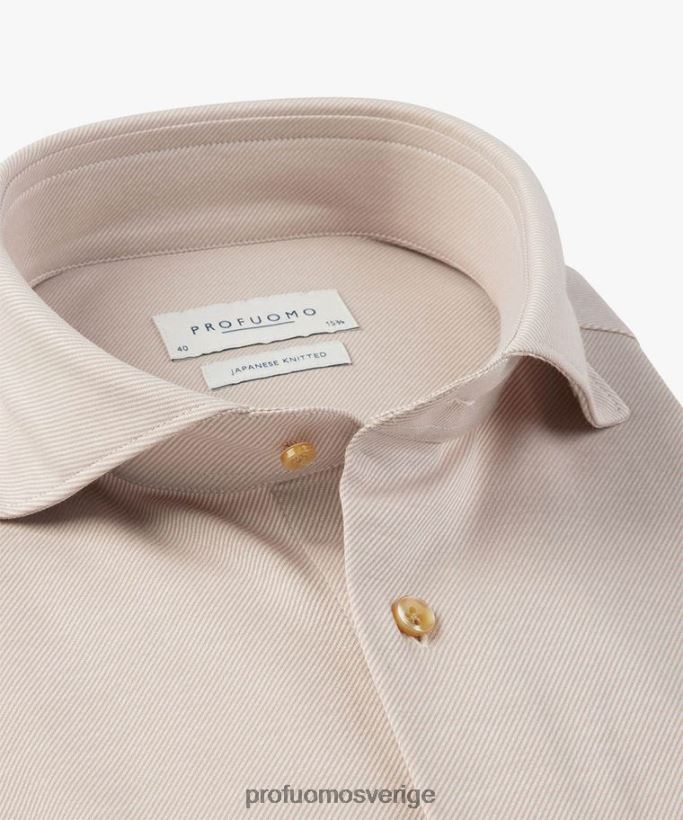 Kläder se Profuomo män japansk stickad skjorta beige N8XR49