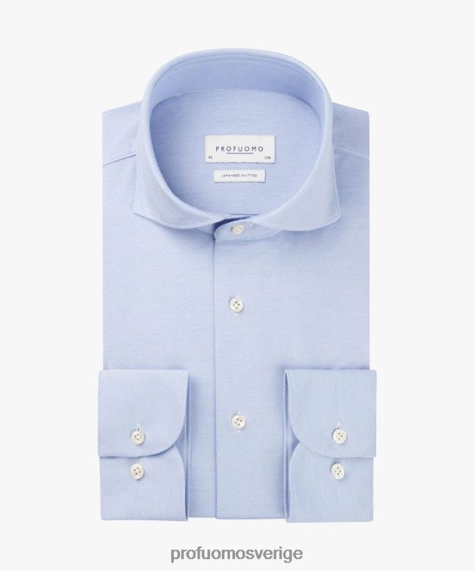 Kläder se Profuomo män japansk stickad skjorta blå N8XR41
