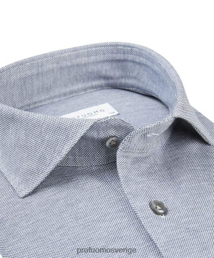 Kläder se Profuomo män bensinstickad skjorta blå N8XR4161