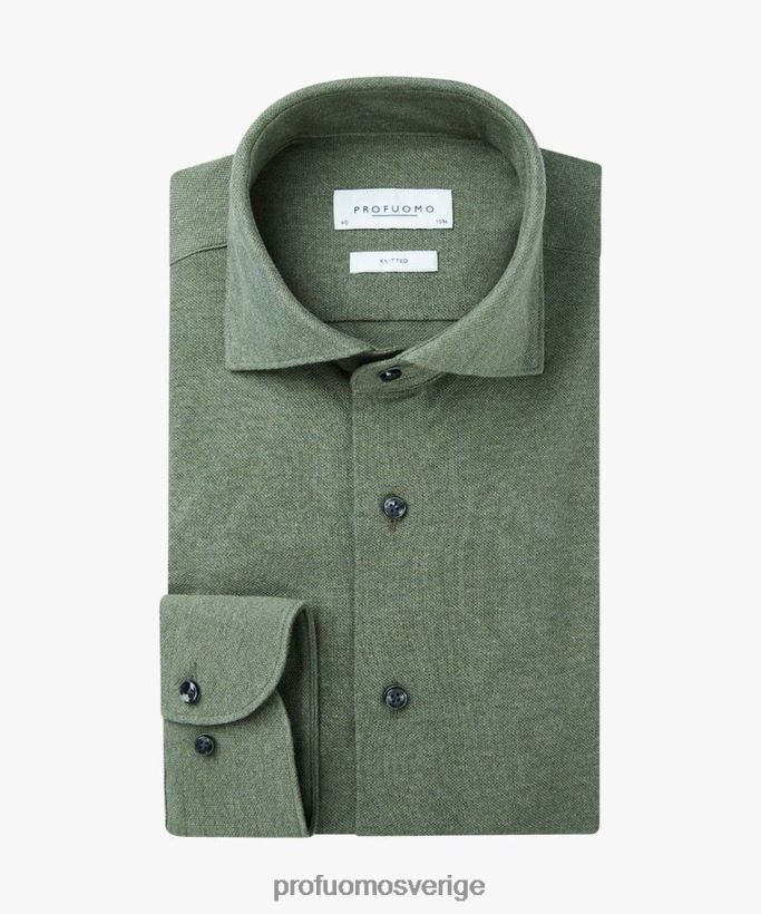 Kläder se Profuomo män melange stickad skjorta armén N8XR496