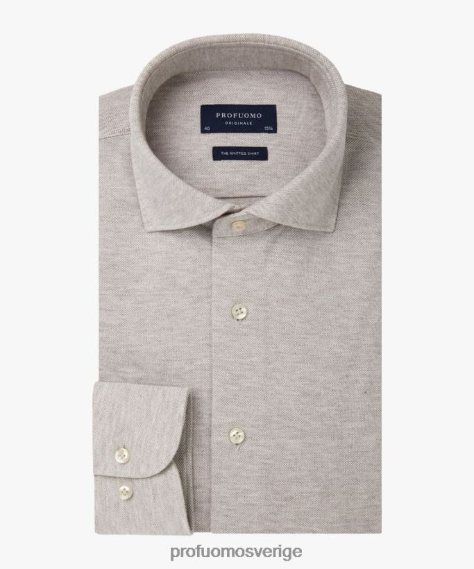 Kläder se Profuomo män melange stickad skjorta beige N8XR439