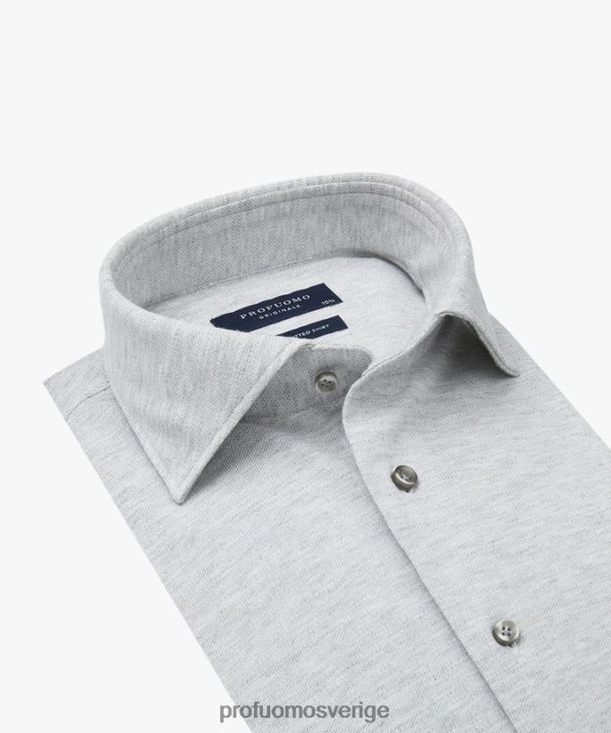Kläder se Profuomo män melange stickad skjorta grå N8XR4106
