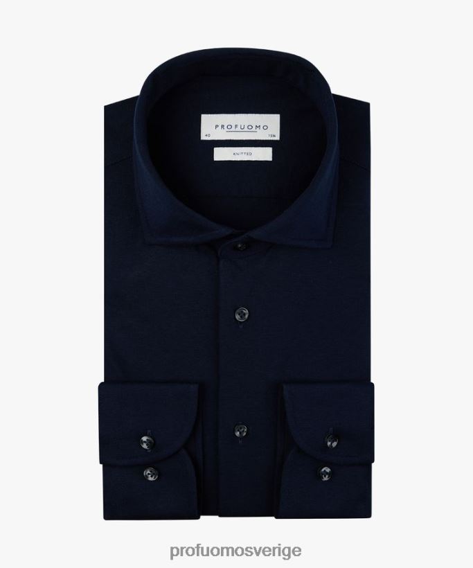 Kläder se Profuomo män stickad singel jersey skjorta Marin N8XR416