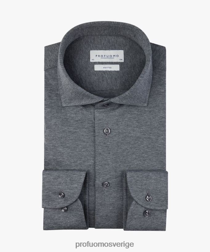 Kläder se Profuomo män stickad singel jersey skjorta grå N8XR427
