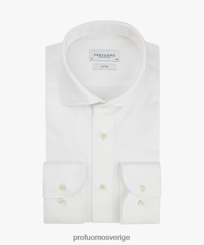 Kläder se Profuomo män stickad singel jersey skjorta vit N8XR489