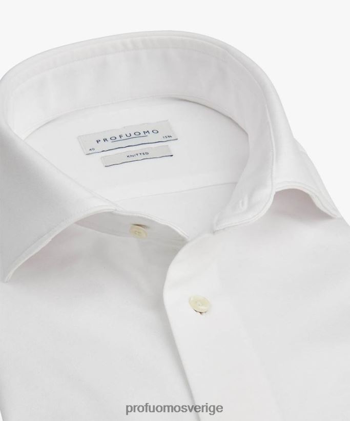 Kläder se Profuomo män stickad singel jersey skjorta vit N8XR489