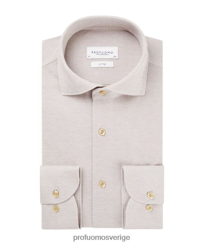 Kläder se Profuomo män stickad skjorta beige N8XR4160
