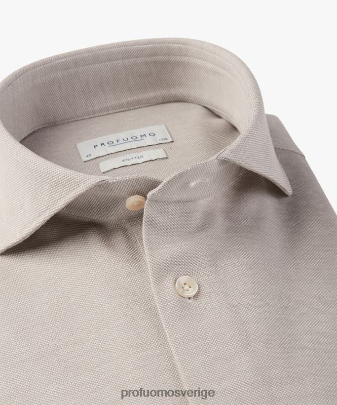 Kläder se Profuomo män stickad skjorta beige N8XR4786