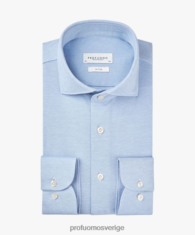 Kläder se Profuomo män stickad skjorta blå N8XR4134