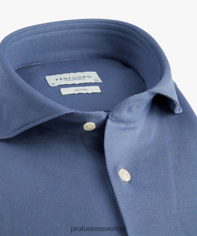 Kläder se Profuomo män stickad skjorta blå N8XR4141