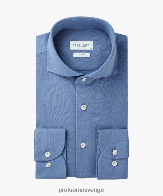 Kläder se Profuomo män stickad skjorta blå N8XR4141