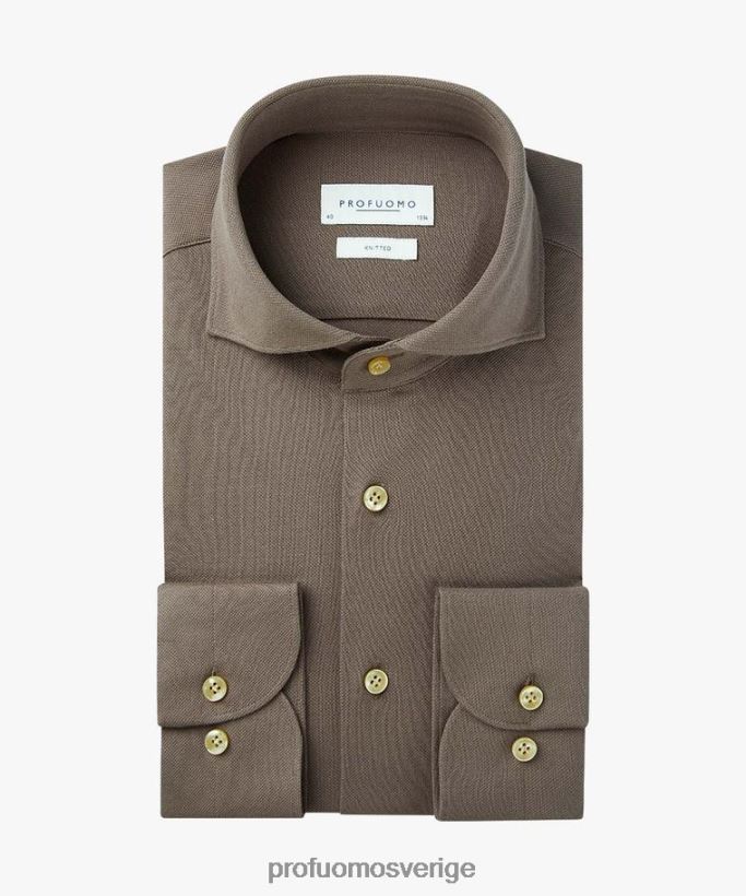 Kläder se Profuomo män stickad skjorta brun N8XR4785