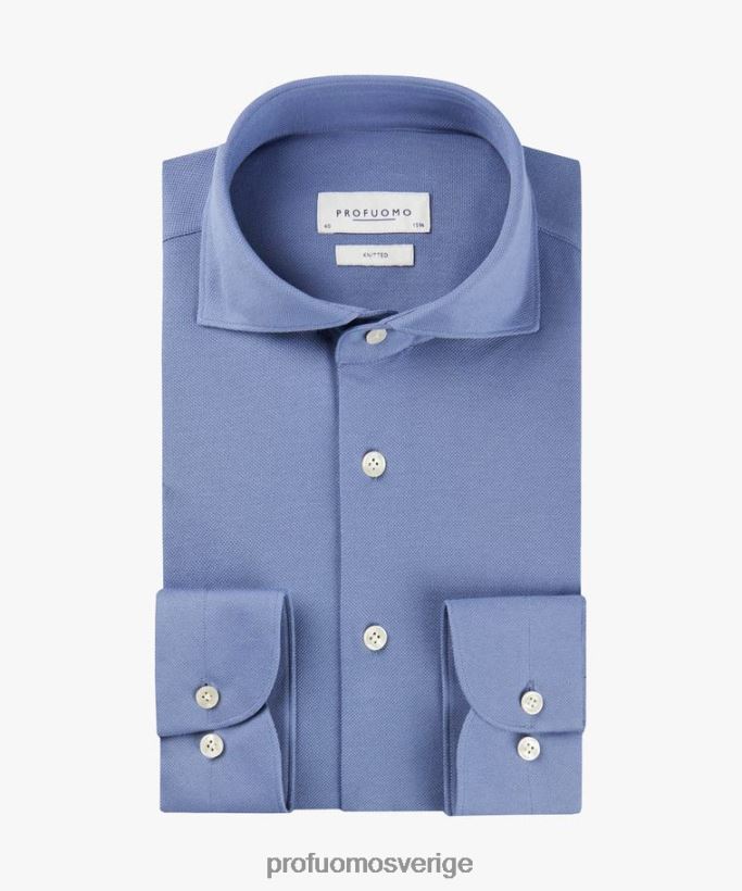 Kläder se Profuomo män stickad skjorta mellanblå N8XR426