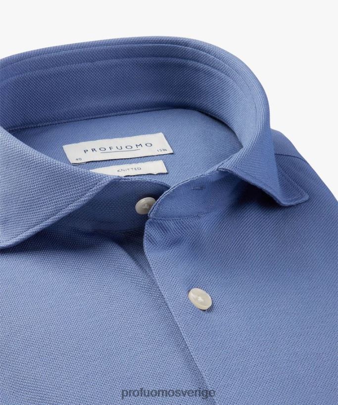 Kläder se Profuomo män stickad skjorta mellanblå N8XR426