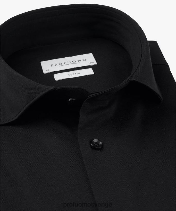 Kläder se Profuomo män stickad skjorta svart N8XR412