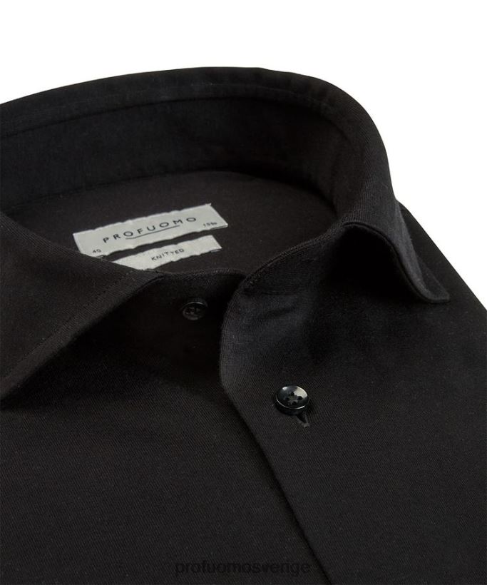 Kläder se Profuomo män stickad skjorta svart N8XR414