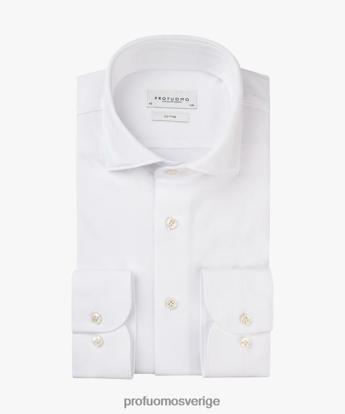 Kläder se Profuomo män stickad skjorta vit N8XR4121